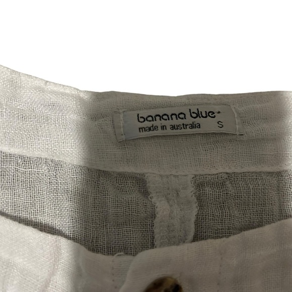 Banana Blue linen white asymmetrical top small Lagenlook oversized artsy boho - Picture 3 of 9